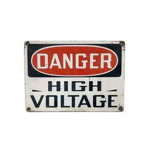 Vintage Danger High Voltage Metal Industrial Road Safety Sign